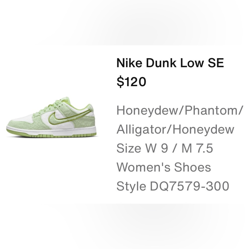 Nike Dunk Low SE - Honey dew / phantom / alligator / honeydew - Size 9 W 7.5 M